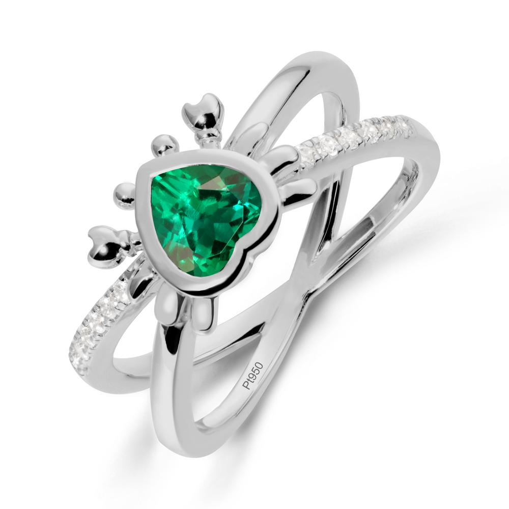 Emerald Criss Cross Double Band Crab Ring - LUO Jewelry #metal_platinum