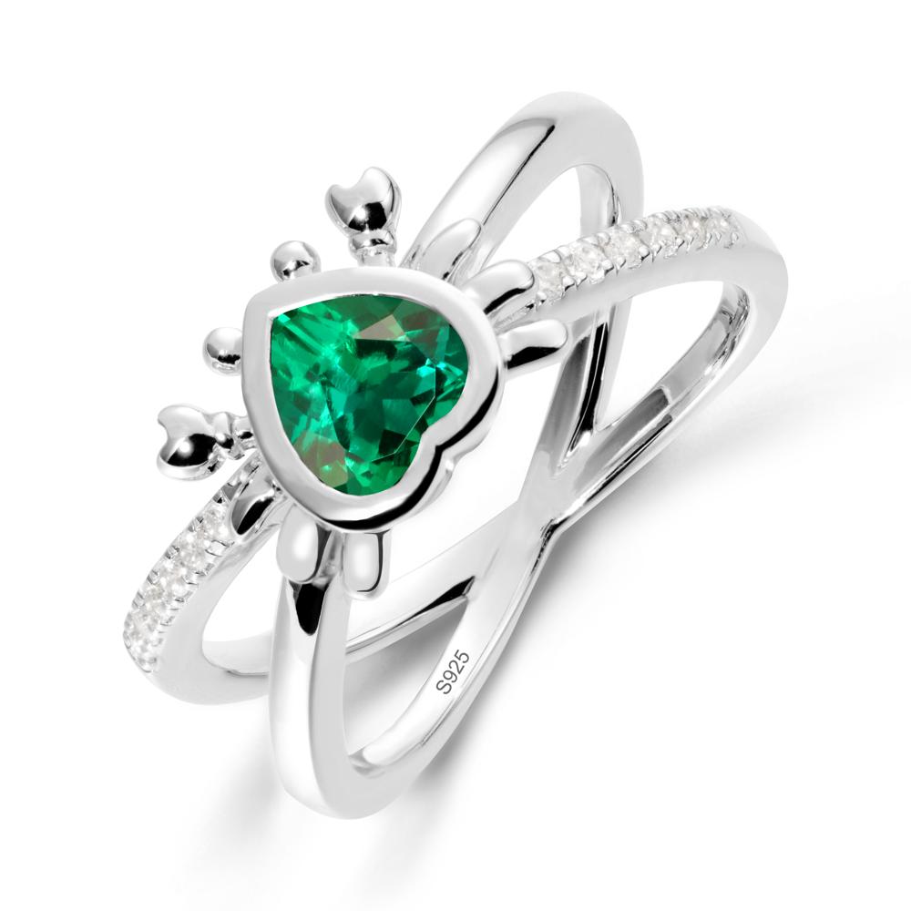 Emerald Criss Cross Double Band Crab Ring - LUO Jewelry #metal_sterling silver