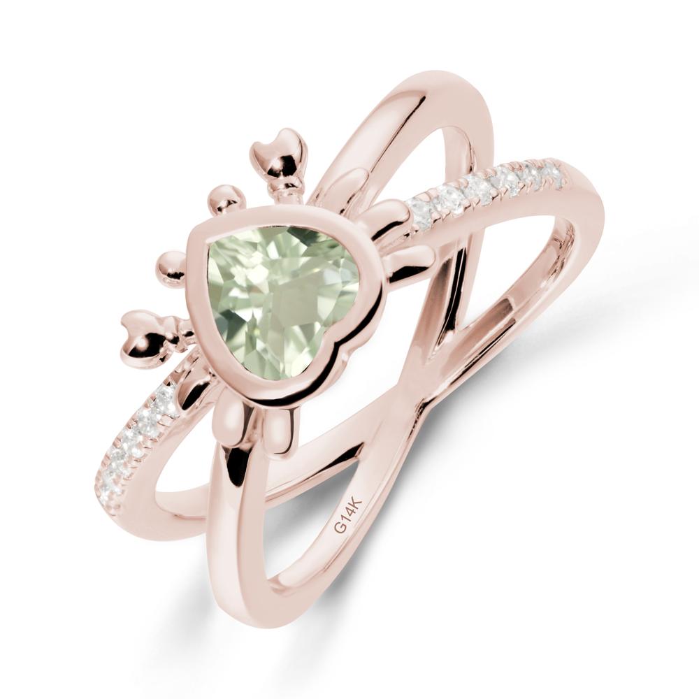 Green Amethyst Criss Cross Double Band Crab Ring - LUO Jewelry #metal_14k rose gold
