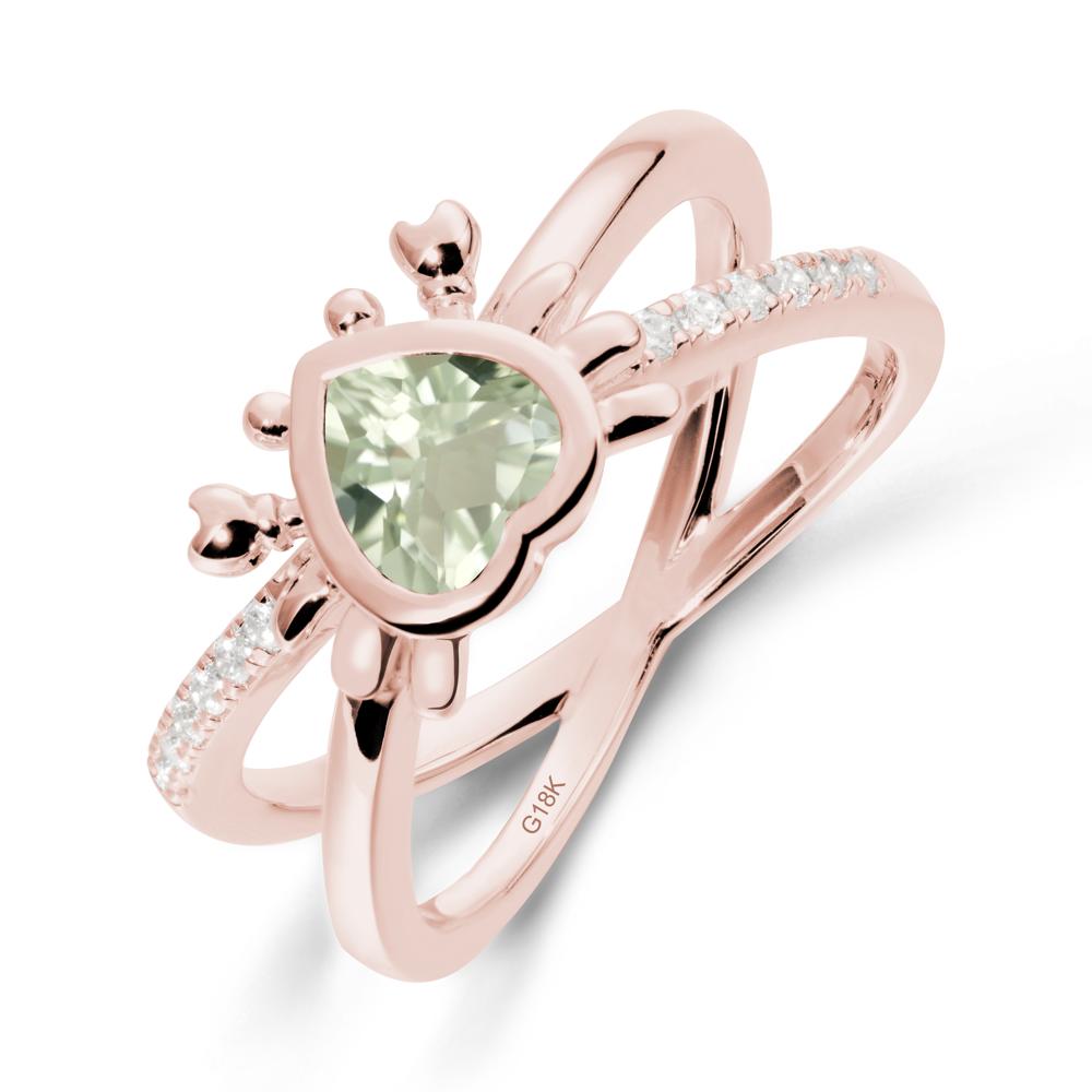 Green Amethyst Criss Cross Double Band Crab Ring - LUO Jewelry #metal_18k rose gold