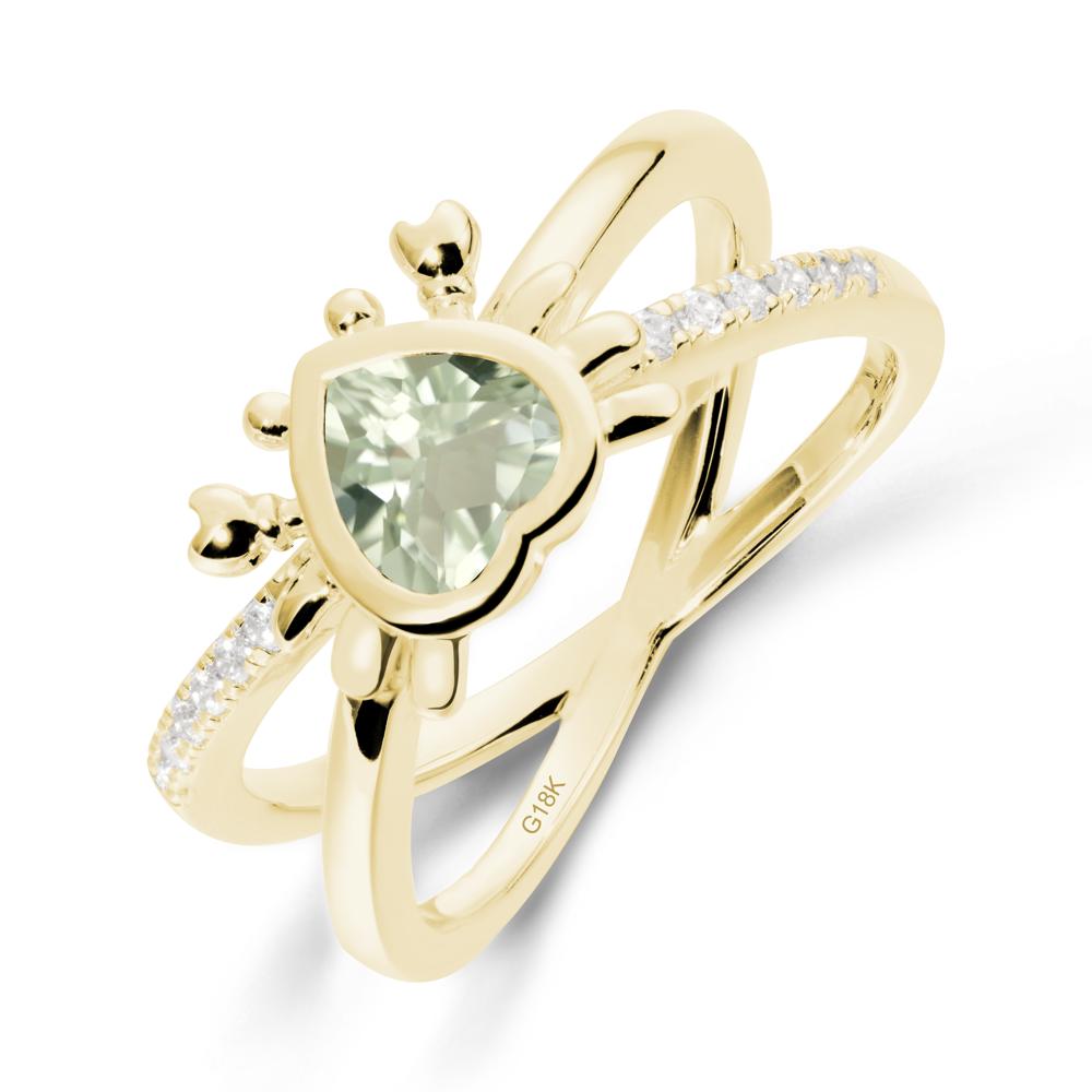 Green Amethyst Criss Cross Double Band Crab Ring - LUO Jewelry #metal_18k yellow gold
