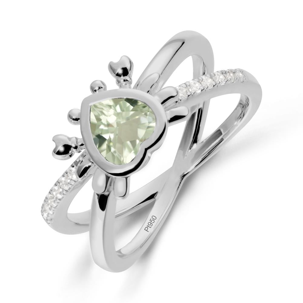 Green Amethyst Criss Cross Double Band Crab Ring - LUO Jewelry #metal_platinum
