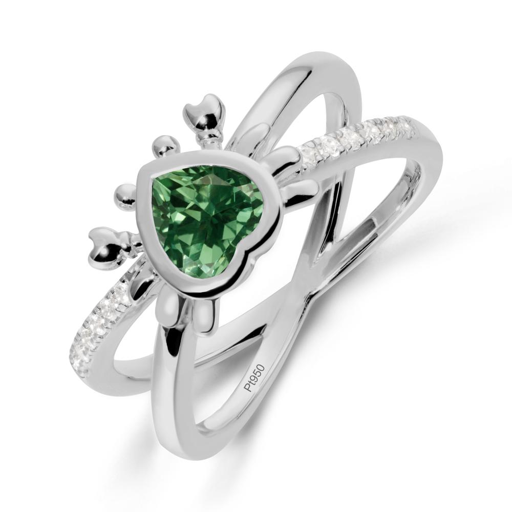 Hear Shaped Crab Green Sapphire Ring - LUO Jewelry #metal_platinum