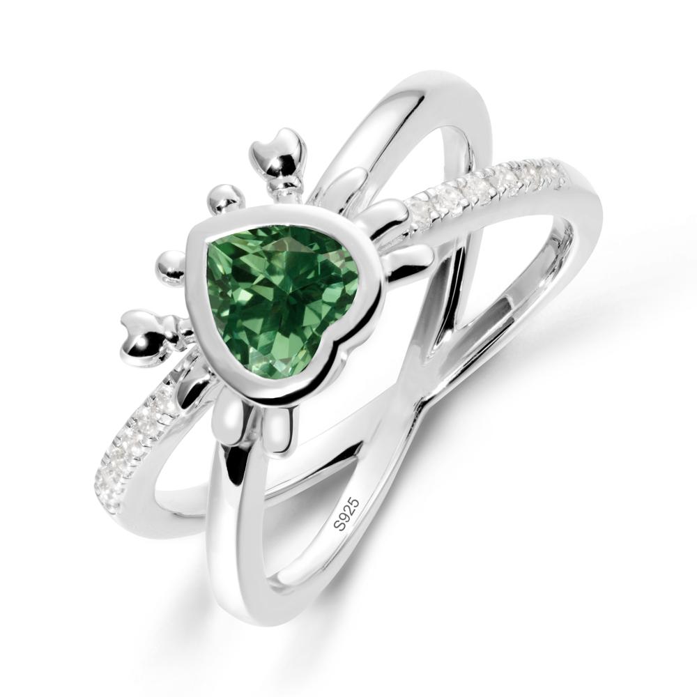 Hear Shaped Crab Green Sapphire Ring - LUO Jewelry #metal_sterling silver