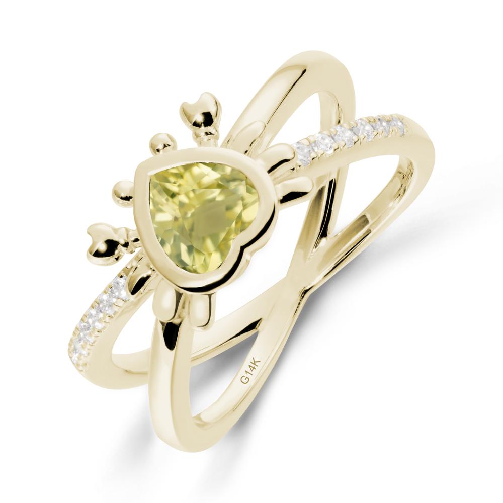 Lemon Quartz Criss Cross Double Band Crab Ring - LUO Jewelry #metal_14k yellow gold