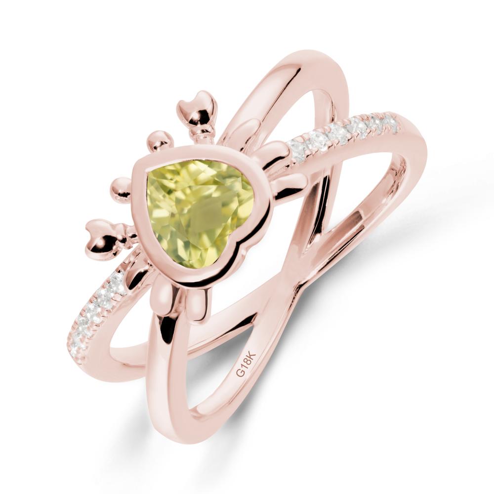 Lemon Quartz Criss Cross Double Band Crab Ring - LUO Jewelry #metal_18k rose gold