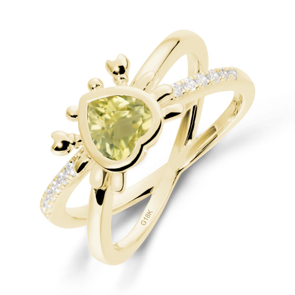Lemon Quartz Criss Cross Double Band Crab Ring - LUO Jewelry #metal_18k yellow gold