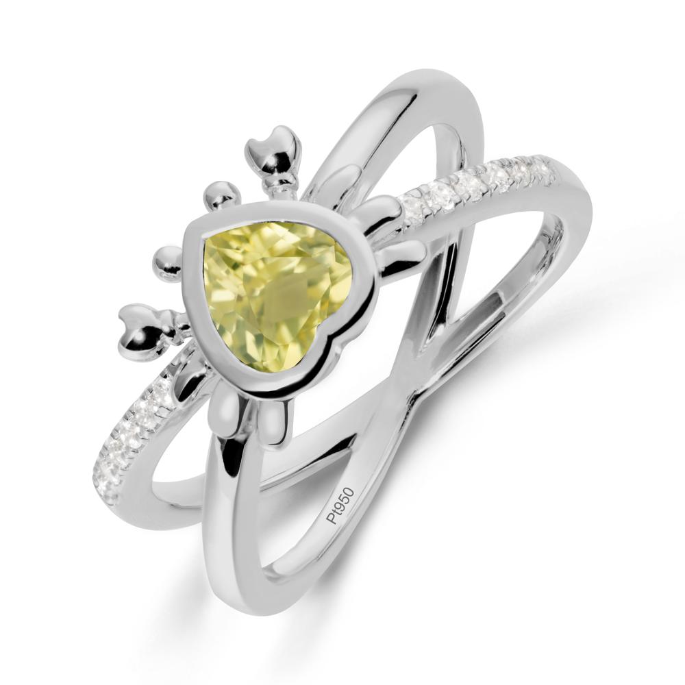 Lemon Quartz Criss Cross Double Band Crab Ring - LUO Jewelry #metal_platinum