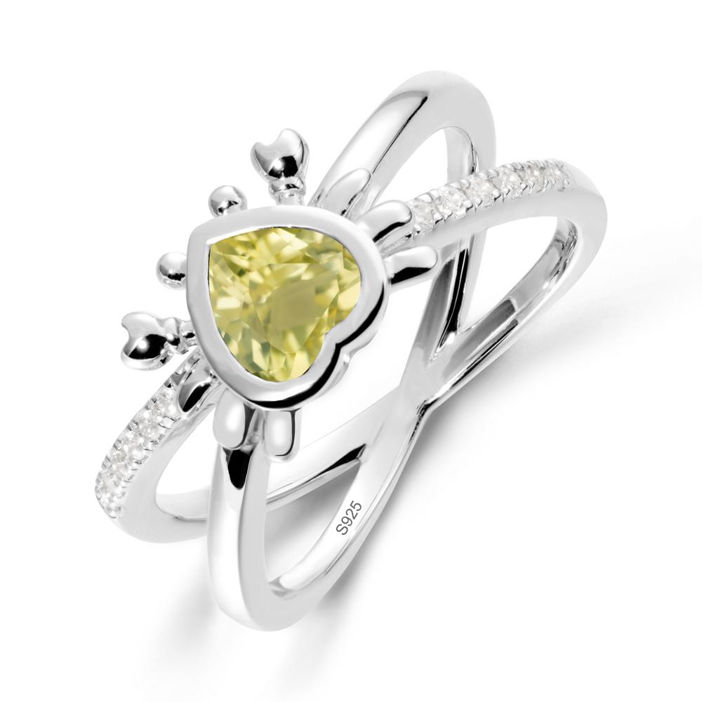 Lemon Quartz Criss Cross Double Band Crab Ring - LUO Jewelry #metal_sterling silver