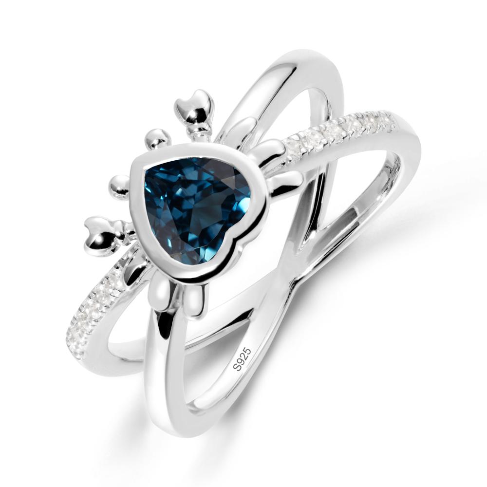 Hear Shaped Crab London Blue Topaz Ring - LUO Jewelry #metal_sterling silver