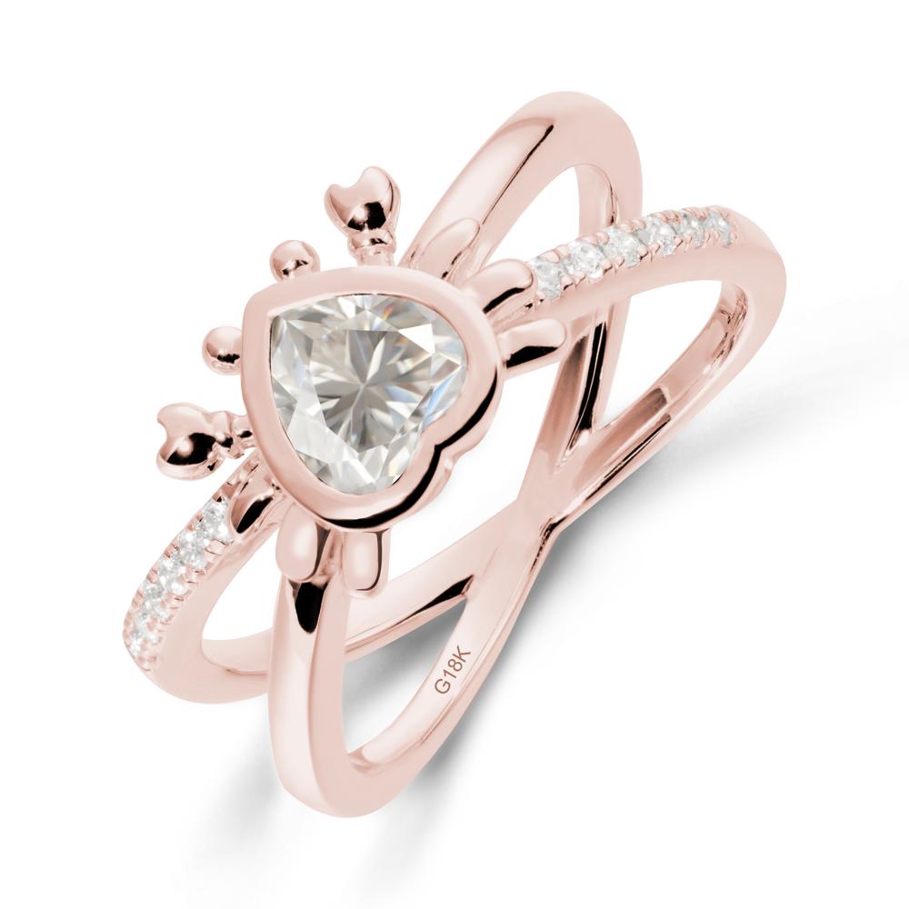 Hear Shaped Crab Moissanite Ring - LUO Jewelry #metal_18k rose gold