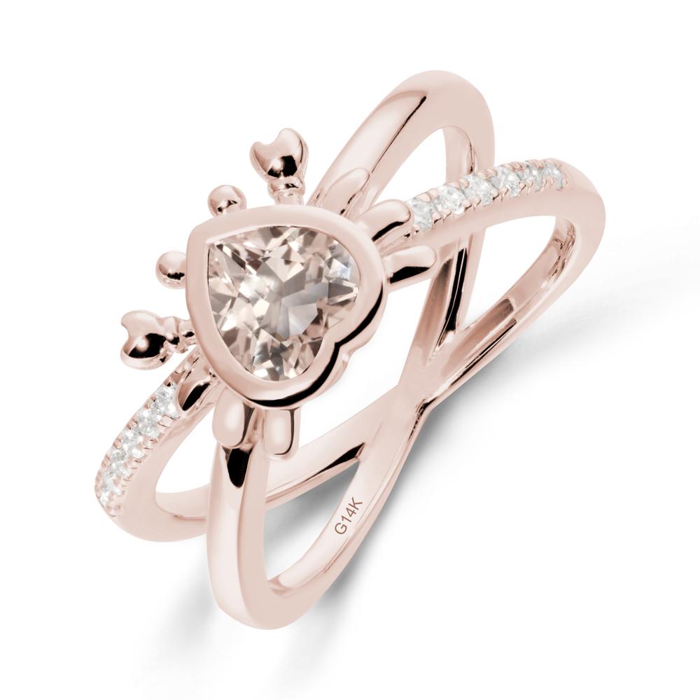 Morganite Criss Cross Double Band Crab Ring - LUO Jewelry #metal_14k rose gold