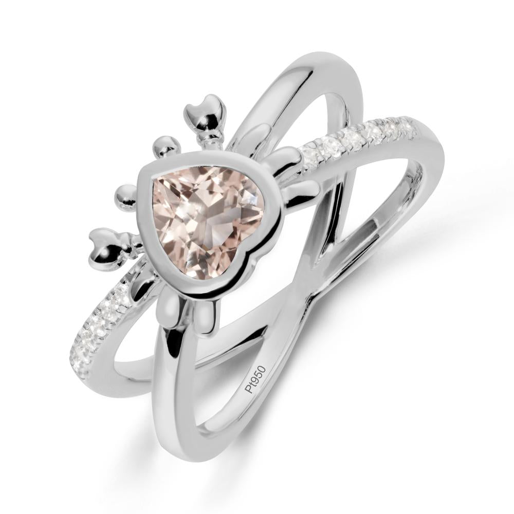 Morganite Criss Cross Double Band Crab Ring - LUO Jewelry #metal_platinum