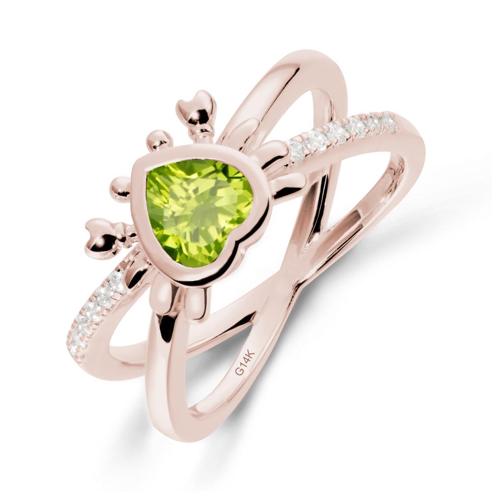 Peridot Criss Cross Double Band Crab Ring - LUO Jewelry #metal_14k rose gold