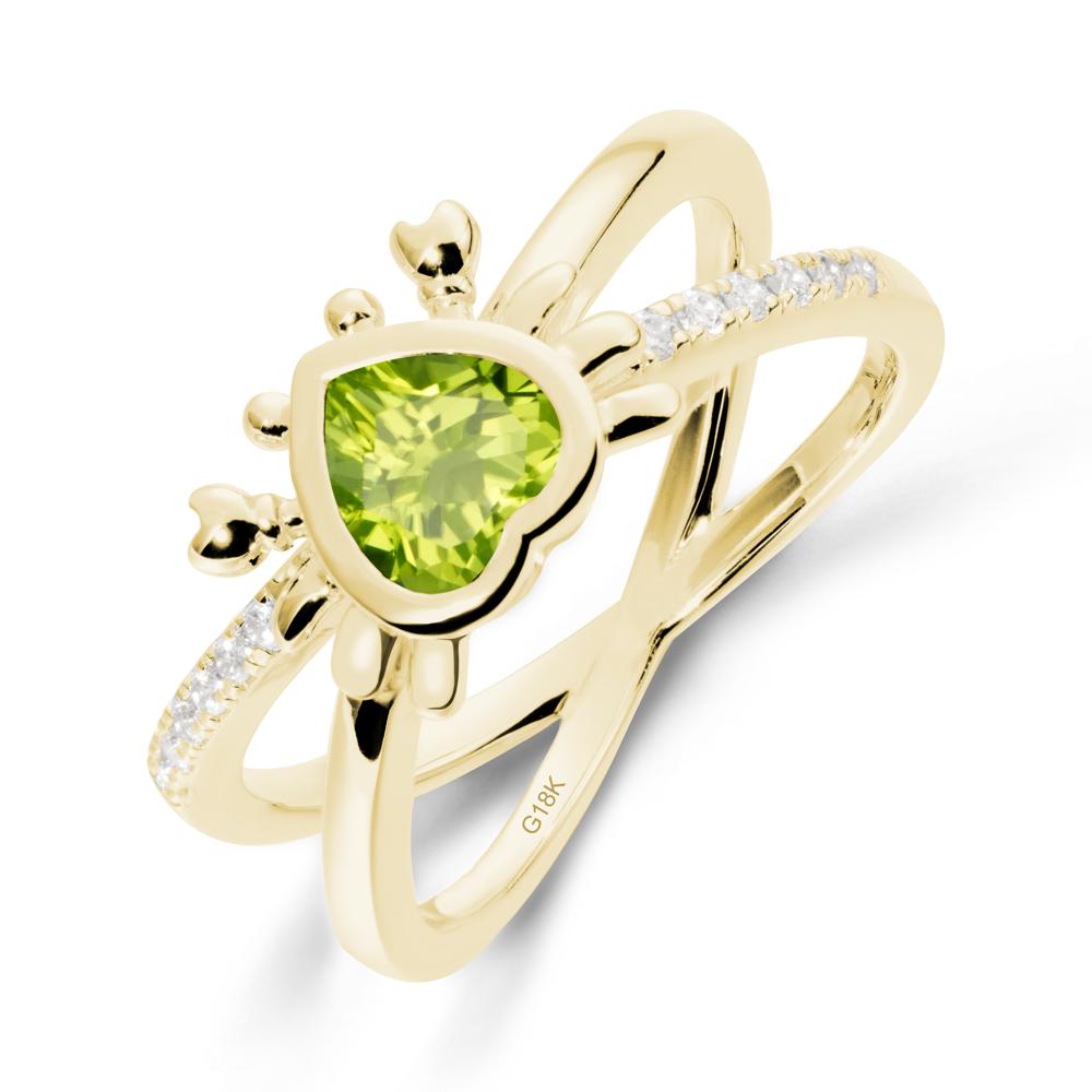 Peridot Criss Cross Double Band Crab Ring - LUO Jewelry #metal_18k yellow gold