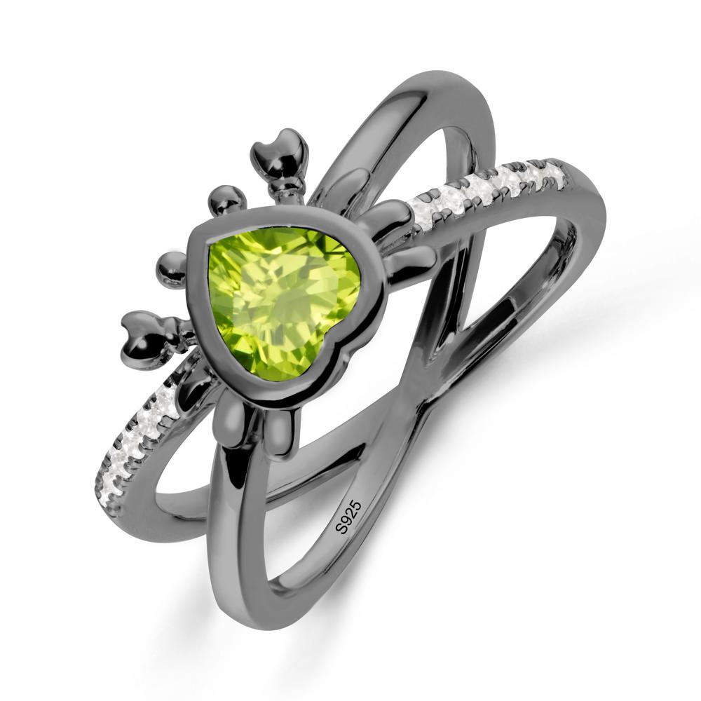 Peridot Criss Cross Double Band Crab Ring - LUO Jewelry #metal_black finish sterling silver
