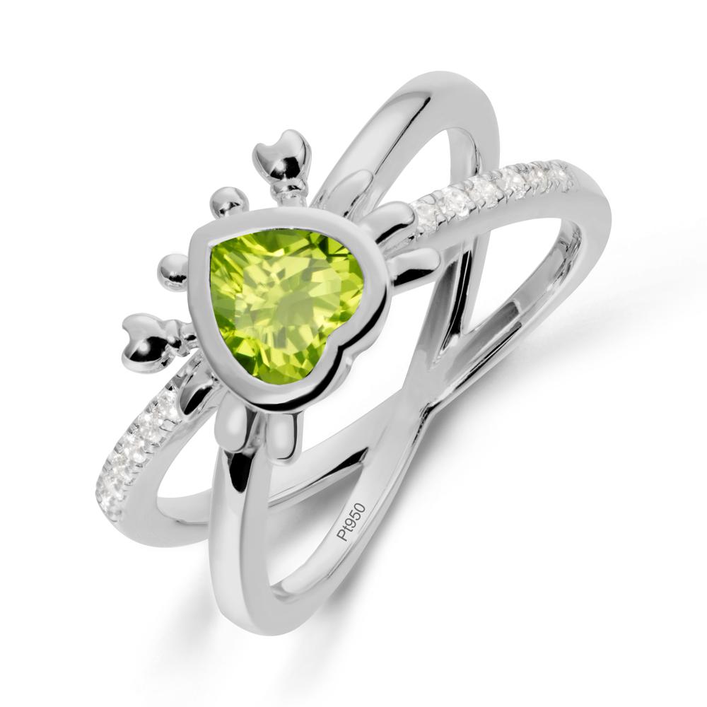 Peridot Criss Cross Double Band Crab Ring - LUO Jewelry #metal_platinum