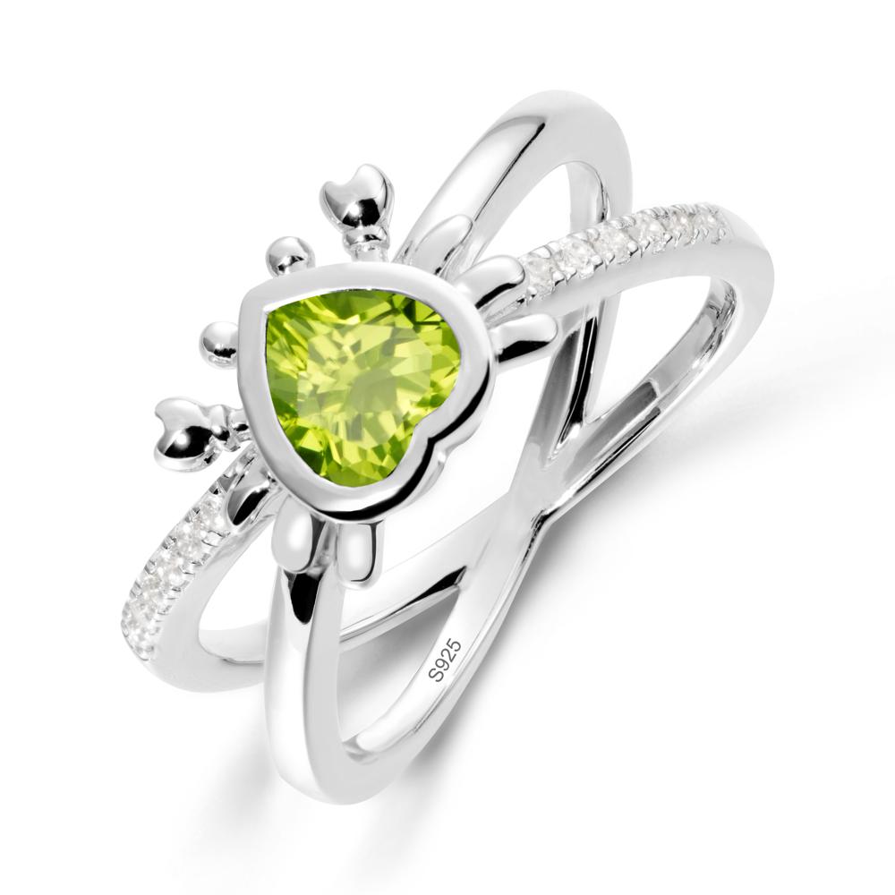 Peridot Criss Cross Double Band Crab Ring - LUO Jewelry #metal_sterling silver