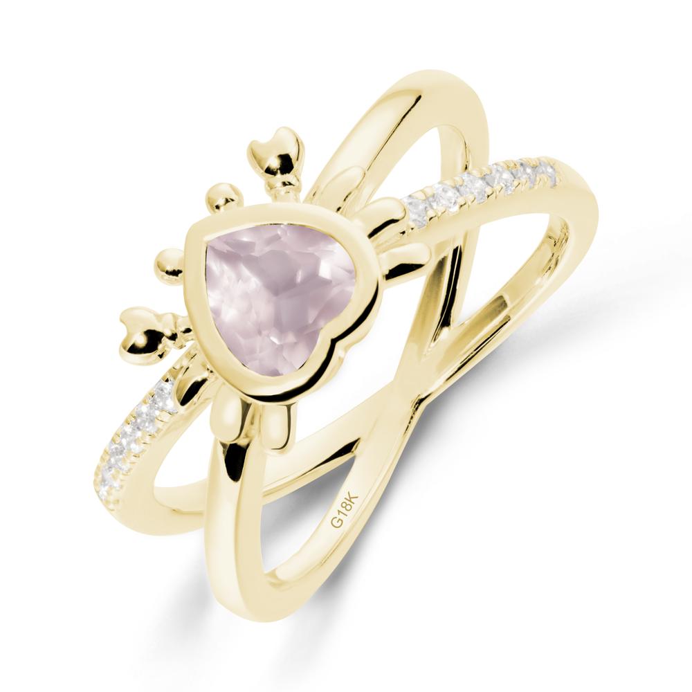 Hear Shaped Crab Rose Quartz Ring - LUO Jewelry #metal_18k yellow gold