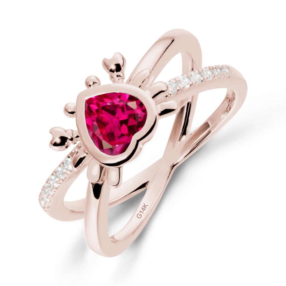 Ruby Criss Cross Double Band Crab Ring - LUO Jewelry #metal_14k rose gold