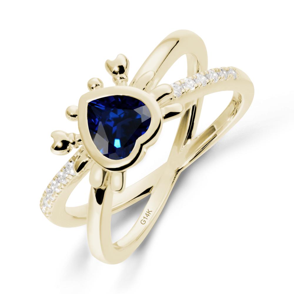 Hear Shaped Crab Sapphire Ring - LUO Jewelry #metal_14k yellow gold