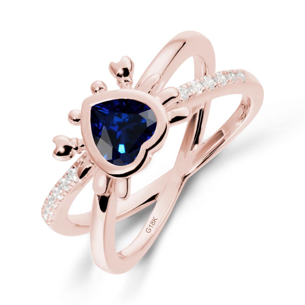 Hear Shaped Crab Sapphire Ring - LUO Jewelry #metal_18k rose gold