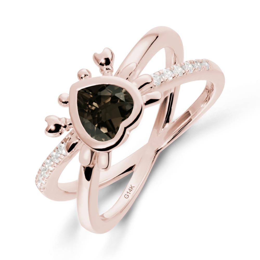 Smoky Quartz Criss Cross Double Band Crab Ring - LUO Jewelry #metal_14k rose gold