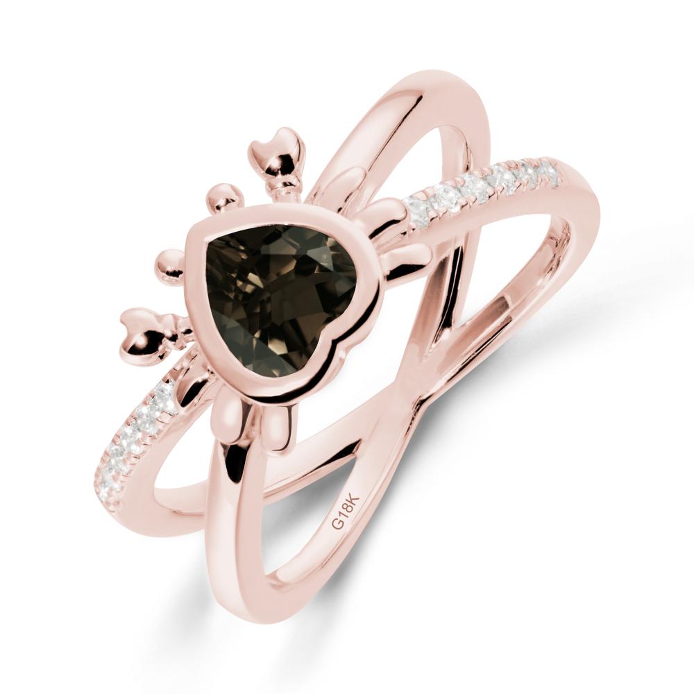 Smoky Quartz Criss Cross Double Band Crab Ring - LUO Jewelry #metal_18k rose gold