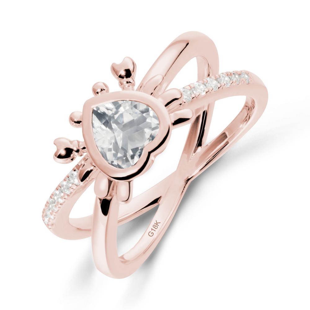 White Topaz Criss Cross Double Band Crab Ring - LUO Jewelry #metal_18k rose gold