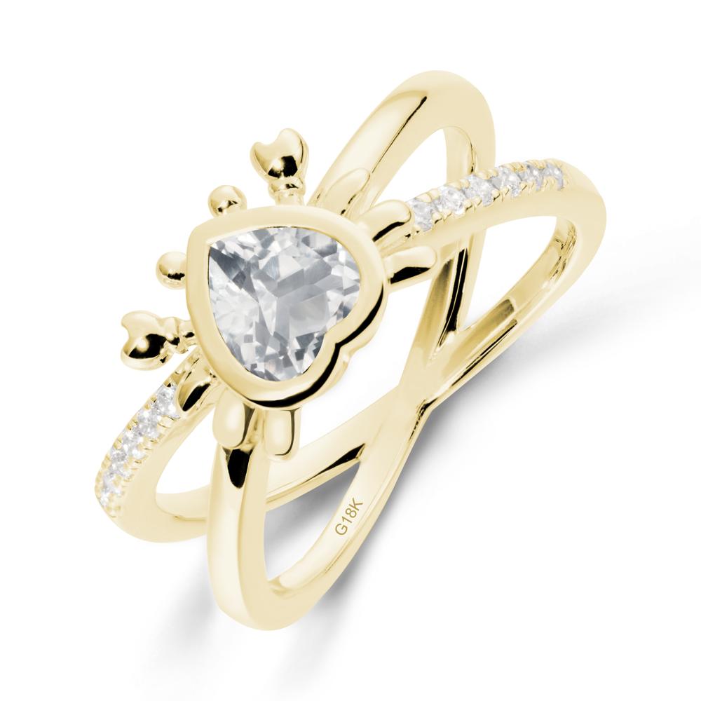 White Topaz Criss Cross Double Band Crab Ring - LUO Jewelry #metal_18k yellow gold