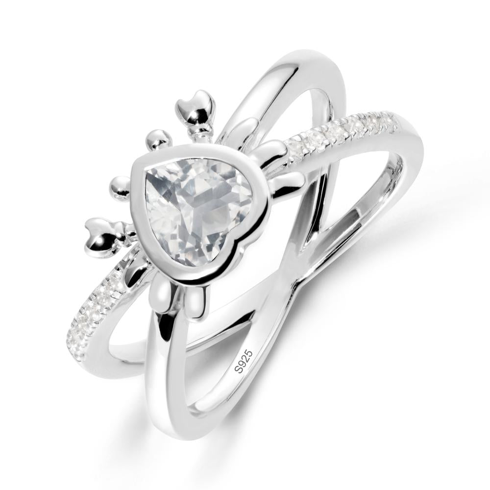 White Topaz Criss Cross Double Band Crab Ring - LUO Jewelry #metal_sterling silver