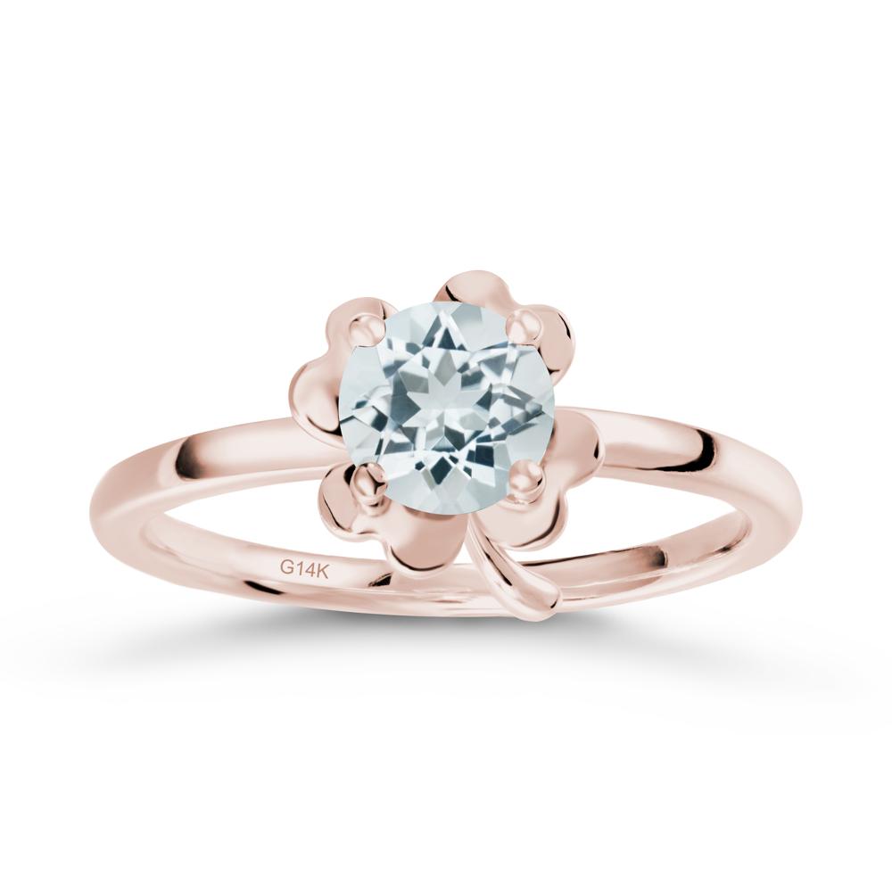 Aquamarine Four Leaf Clover Creative Ring - LUO Jewelry #metal_14k rose gold