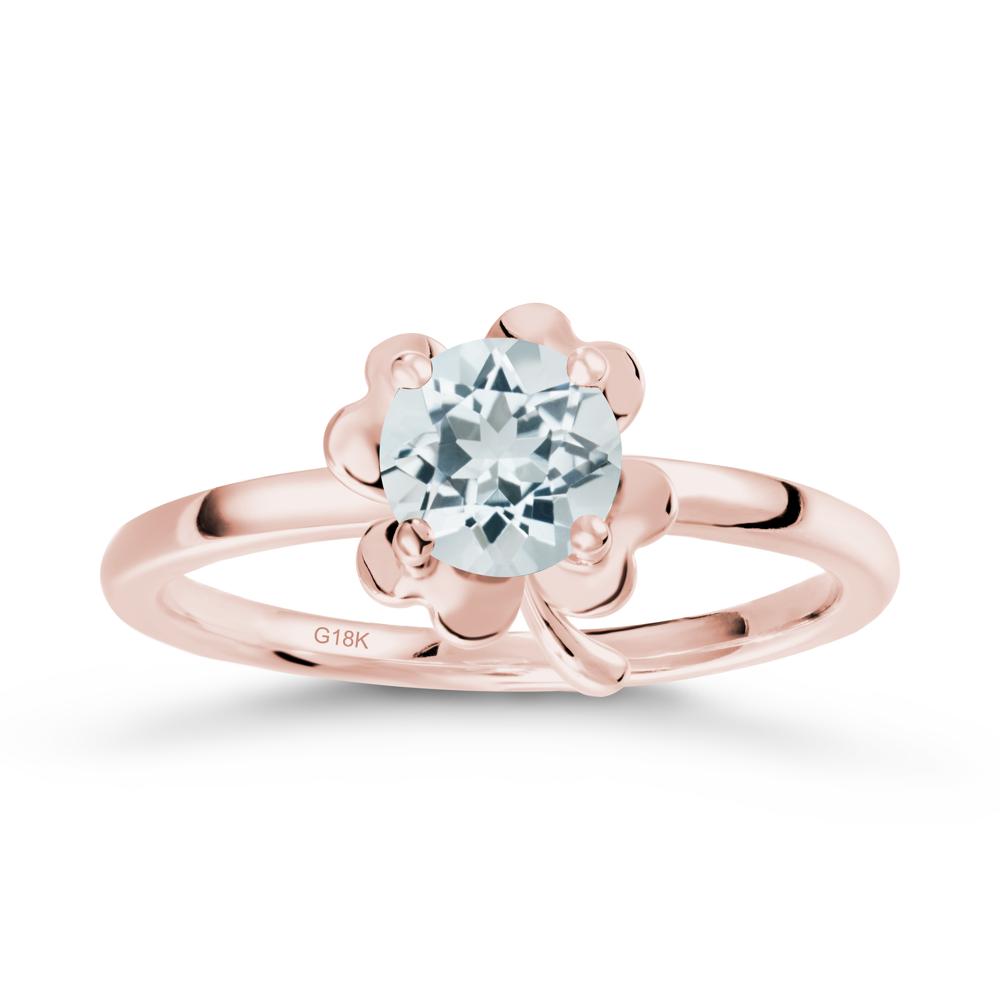 Aquamarine Four Leaf Clover Creative Ring - LUO Jewelry #metal_18k rose gold