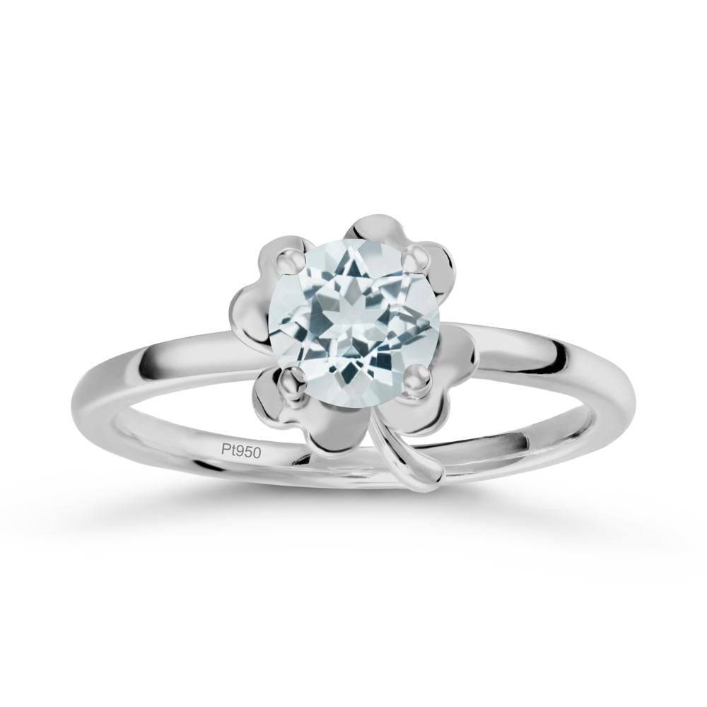 Aquamarine Four Leaf Clover Creative Ring - LUO Jewelry #metal_platinum