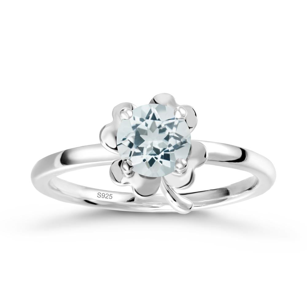 Aquamarine Four Leaf Clover Creative Ring - LUO Jewelry #metal_sterling silver