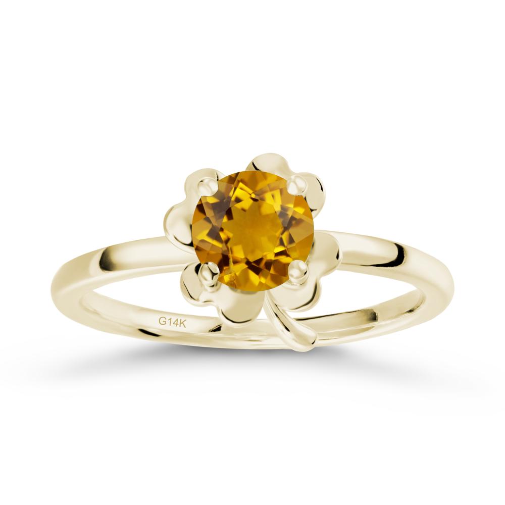 Four Leaf Clover Solitaire Citrine Ring - LUO Jewelry #metal_14k yellow gold