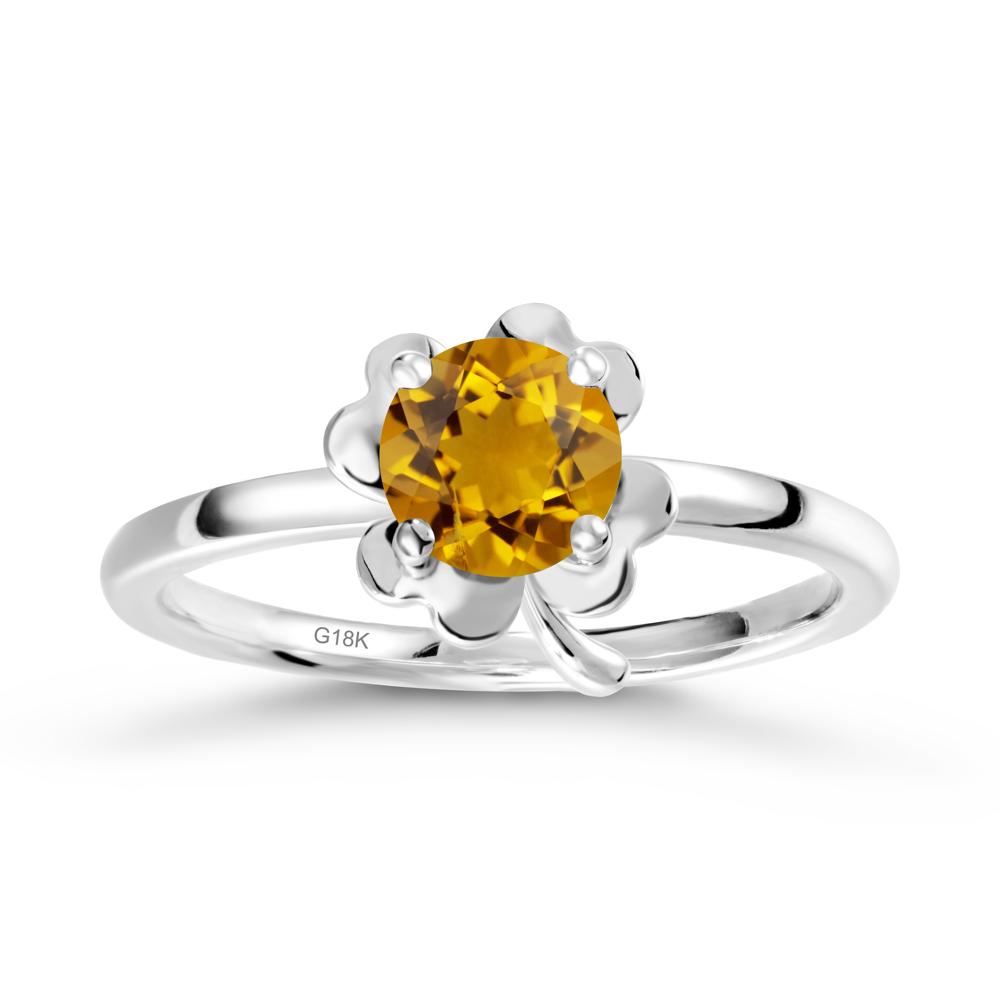 Four Leaf Clover Solitaire Citrine Ring - LUO Jewelry #metal_18k white gold
