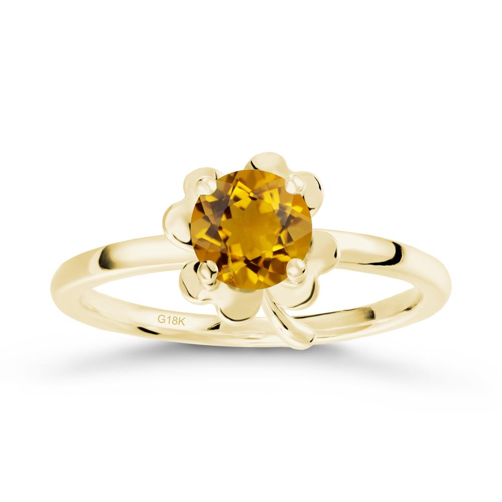 Four Leaf Clover Solitaire Citrine Ring - LUO Jewelry #metal_18k yellow gold