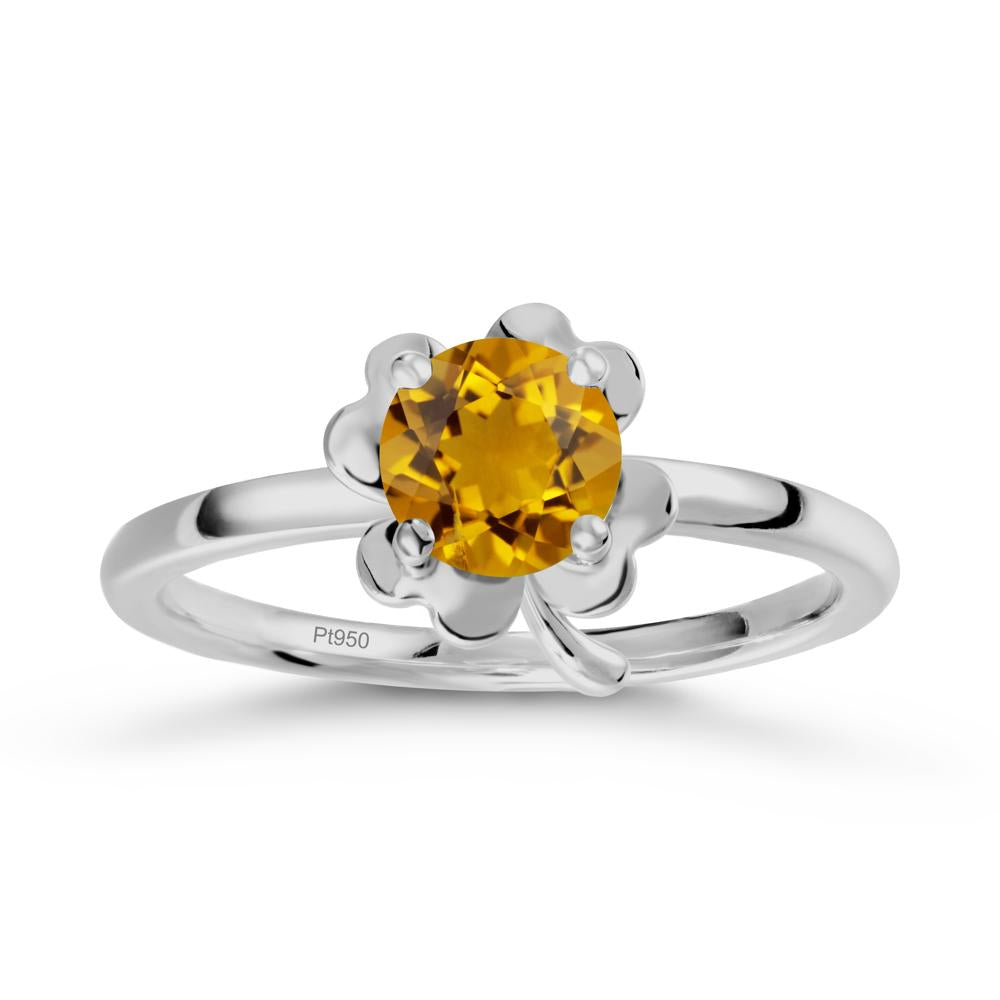 Four Leaf Clover Solitaire Citrine Ring - LUO Jewelry #metal_platinum