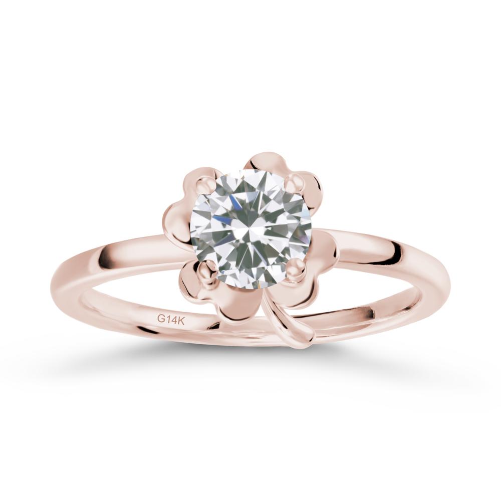 Cubic Zirconia Four Leaf Clover Creative Ring - LUO Jewelry #metal_14k rose gold
