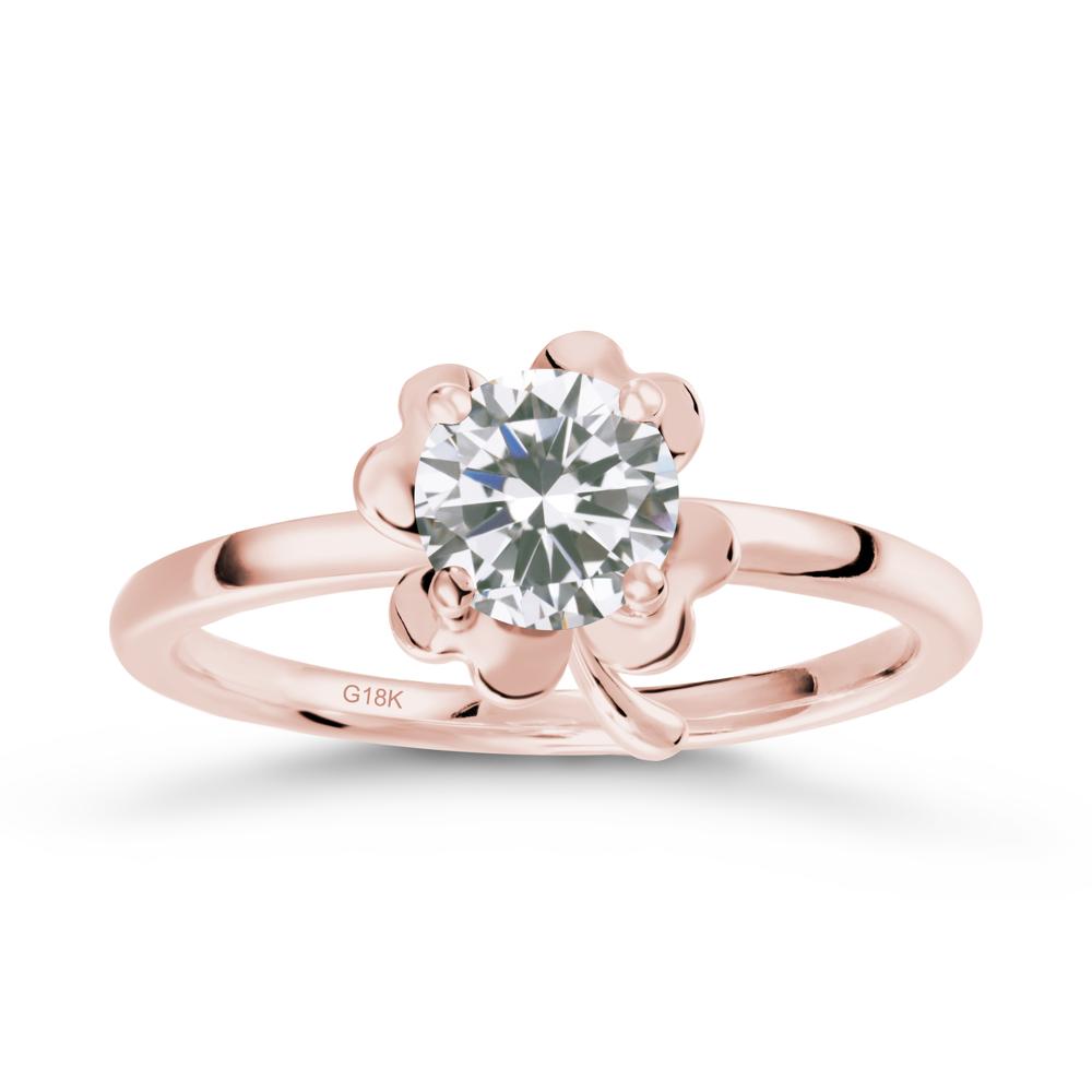 Cubic Zirconia Four Leaf Clover Creative Ring - LUO Jewelry #metal_18k rose gold
