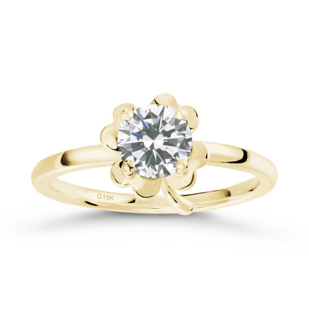Cubic Zirconia Four Leaf Clover Creative Ring - LUO Jewelry #metal_18k yellow gold
