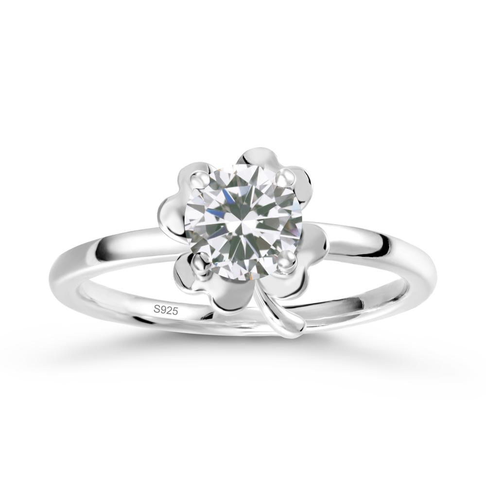 Cubic Zirconia Four Leaf Clover Creative Ring - LUO Jewelry #metal_sterling silver