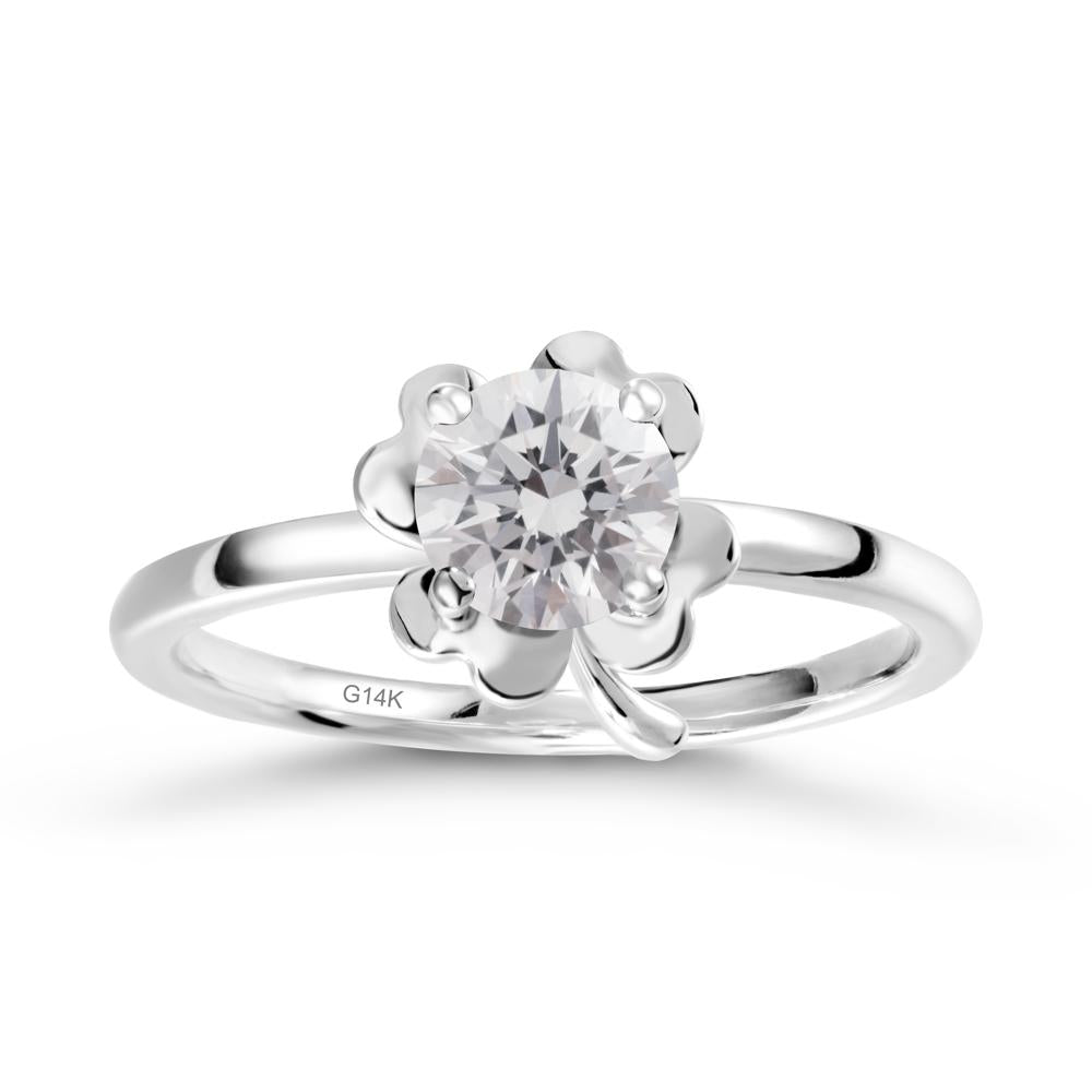 Round Diamond Four Leaf Clover Ring - LUO Jewelry #metal_14k white gold