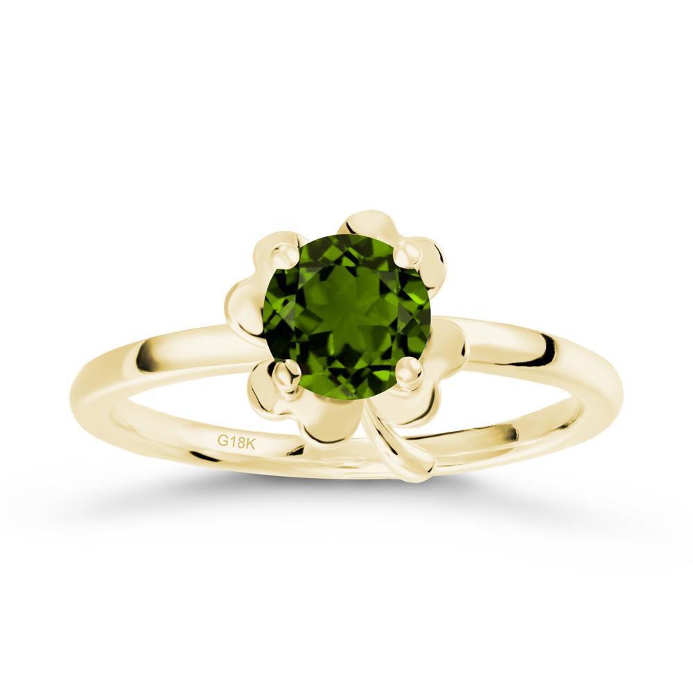 Four Leaf Clover Solitaire Diopside Ring - LUO Jewelry #metal_18k yellow gold