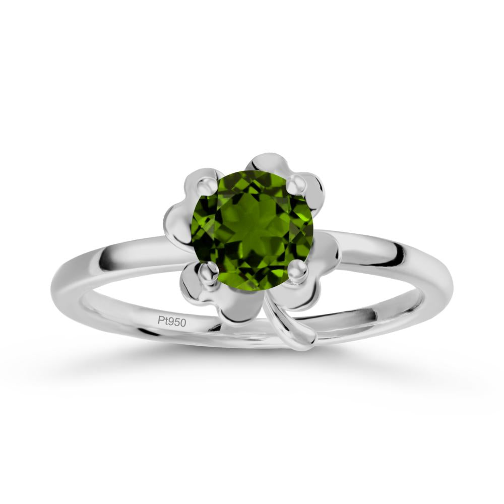 Four Leaf Clover Solitaire Diopside Ring - LUO Jewelry #metal_platinum