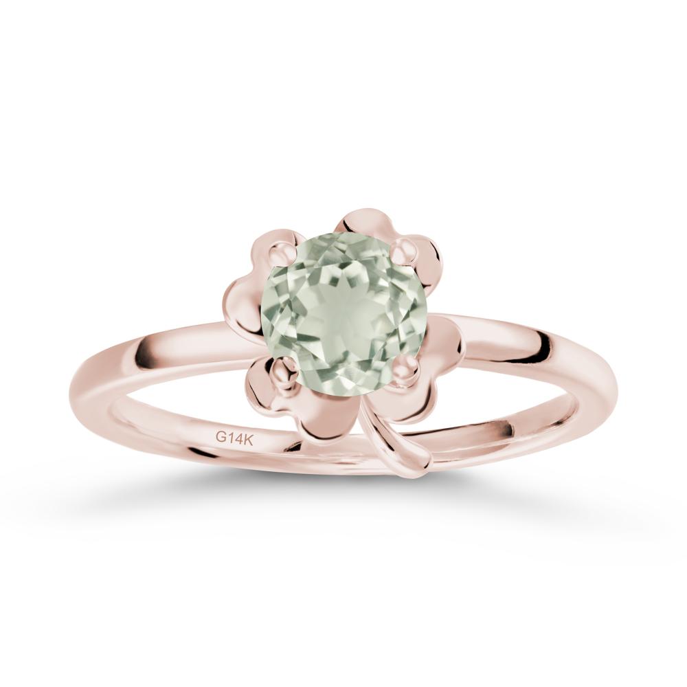 Four Leaf Clover Solitaire Green Amethyst Ring - LUO Jewelry #metal_14k rose gold