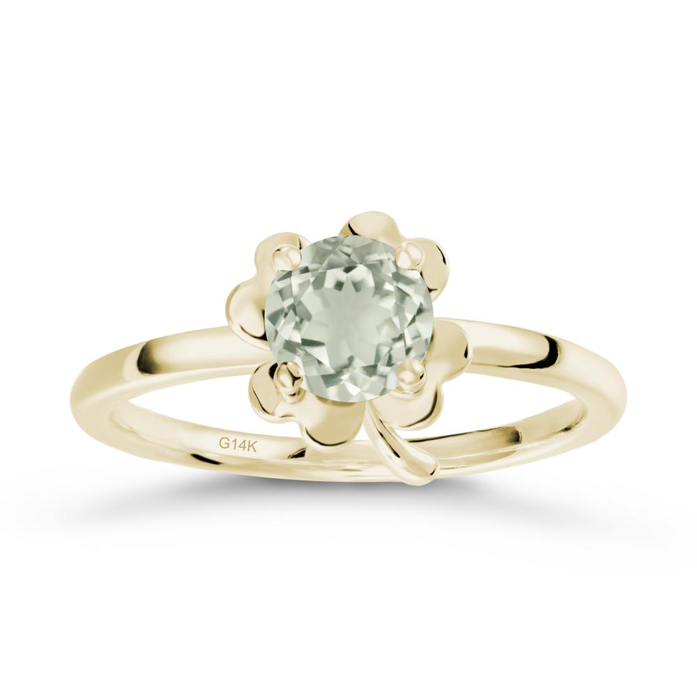 Four Leaf Clover Solitaire Green Amethyst Ring - LUO Jewelry #metal_14k yellow gold