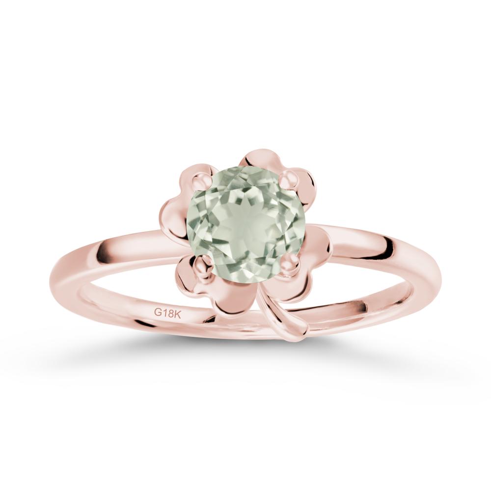 Four Leaf Clover Solitaire Green Amethyst Ring - LUO Jewelry #metal_18k rose gold