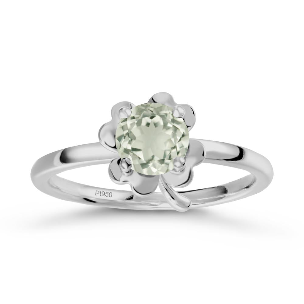 Four Leaf Clover Solitaire Green Amethyst Ring - LUO Jewelry #metal_platinum